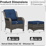 4 Piece Outdoor Wicker Patio Furniture Set, Patio Chairs Set with Thickened Olefin Cushions, High Back and Deep Seating - Photo 2