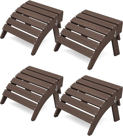 KINGYES Folding Adirondack Ottomans Set of 4 for Adirondack Chair, Coffee