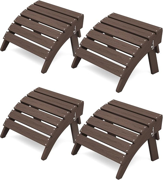 KINGYES Folding Adirondack Ottomans Set of 4 for Adirondack Chair, Coffee