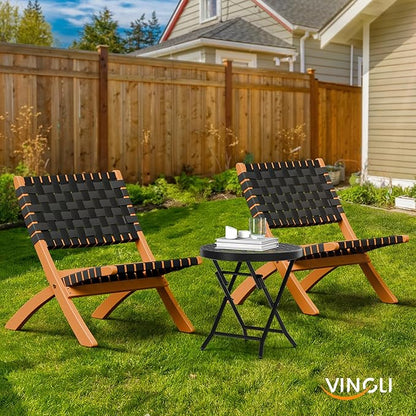 VINGLI Patio Folding Side Table, Small Outdoor Table with Everlasting Floral Pattern and Sturdy X-Shaped Metal Frame Ideal for Indoor & Outdoor Balcony, Porch, Backyard, Deck, Black, 1 Pack