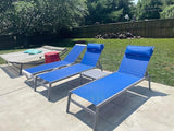 Domi 3 Pieces Adjustable Chaise Lounge Set Outdoor Patio Lounge Chair All Weather Five-Position Recliner Chair Set - Photo 2