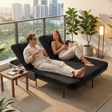 RADIATA 51.2" Outdoor Loveseat Sofa Bed, PE Wicker Patio Daybed with 2-Person Double Chaise Lounge - Photo 3