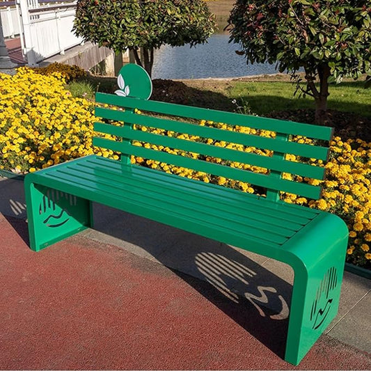 Outdoor Metal Garden Bench Galvanized Steel,Heavy-Duty Patio Benches Weatherproof with Backrest,Slatted Chair Laser engraving,1100lbs Load-Bearing,for Park Yard Deck(E,120*40*80cm/47.2*15.7*31.5in)