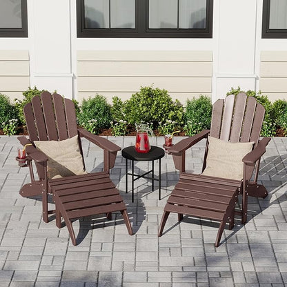 Costaelm Adirondack Chair Footrest Foldable Ottoman, Folding Ottoman Outdoor Foot Rest for Patio Waterproof, Adirondack Ottoman Outdoor, Dark Brown