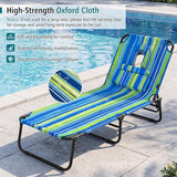 GYMAX Tanning Chair, Folding Lounge Chairs with Face Hole & Cover, Removable Pillow Carry Handle - Photo 5