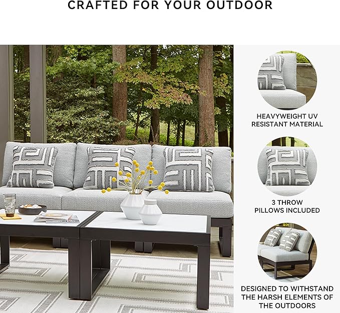 Signature Design by Ashley Beachloft Straight Coastal 3-Piece Outdoor Sectional with Removable Cushion - Photo 4