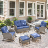 Belord 6 Pieces Wicker Patio Furniture Set with Patio Rocking Chairs - Photo 2