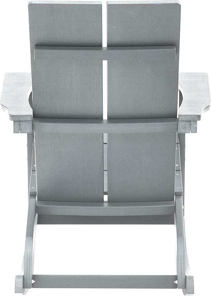 Taylor & Logan Finn Modern All-Weather 2-Slat Poly Resin Rocking Adirondack Chair with Rust Resistant Stainless Steel Hardware in Gray - Set of2