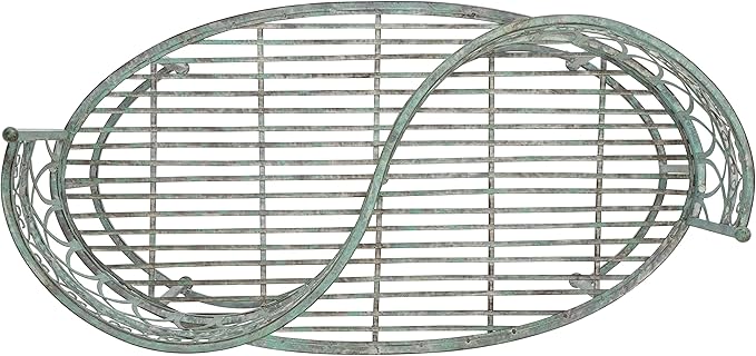 SAFAVIEH Outdoor Collection Lara Victorian Scroll Antique Dark Green Wrought Iron Kissing Bench