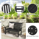 Giantex Outdoor Bench, 52-Inch Outside Bench All-Weather HDPE Park Bench with Backrest and Armrests - Photo 5