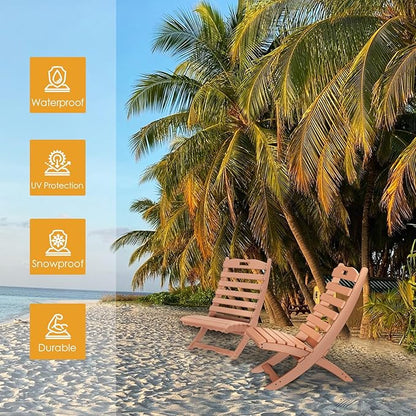 IVY&LANE Portable Xavier-Chairs Set of 2 | Folding-Adirondack-Chair | Wave | HDPE Plastic | Limited Edition | Teak | All-Weather Resistant | for Outdoor Fire-Pit Patio Lawn Beach Poolside