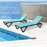 Domi Outdoor Lounge Chair Set of 2, Aluminum Patio Chaise Lounge with 5 Position Adjustable Backrest and Wheels - Photo 1