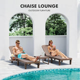 WACASA Outdoor Chaise Lounge Chairs Set of 4, Oversized Lounge Chairs with 5-Level Adjustable Backrest & Cup Holder - Photo 3