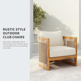 Christopher Knight Home Yunara Patio Club Chair with Cushions, Acacia Wood Lounge Chair Outdoor, Woven Accents - Photo 4