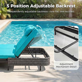 NICESOUL Double Chaise Lounge Outdoor, 51.2" Wide 2-Person Daybed with Independent Recline - Photo 5
