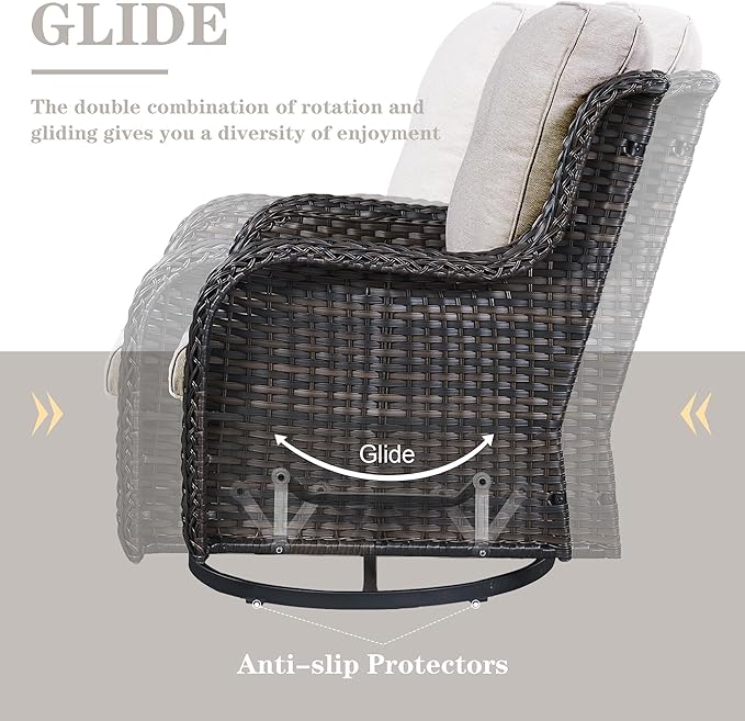 Belord Wicker Outdoor Furniture Patio Furniture Set - 6 Piece Patio Conversation Set with Swivel Rocker Chairs - Photo 6
