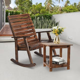 2-Piece Outdoor Rocking Chair with Table, Rocking Bistro Set High Back Porch Rocker Table Set for Patio Lawn Garden - Photo 4