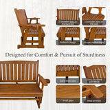 Fortune Candy Wooden Patio Glider, with Cup Holders, High Back and Deep Contoured Seat, Solid Fir Wood - Photo 5