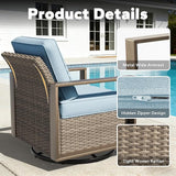 Outdoor Swivel Patio Metal Chairs Set of 2 - Porch Furniture 2 Pieces 360 Degree Glider Rockers Rattan Chairs with - Photo 3