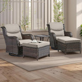 Rilyson Wicker Patio Furniture Set - 5 Piece Rattan Outdoor Sectional Conversation Sets with 2 Swivel Rocking Chairs - Photo 1