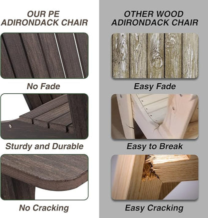 Folding Adirondack Chair, HDPE Adirondack Chairs, All-Weather Resistant Lawn Chairs,Patio Firepit Chairs for Garden