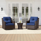 CHITA 3 Pieces Wicker Patio Bistro Set, Outdoor Furniture Set with 2 Pieces Rattan Rocking Swivel Chairs - Photo 1