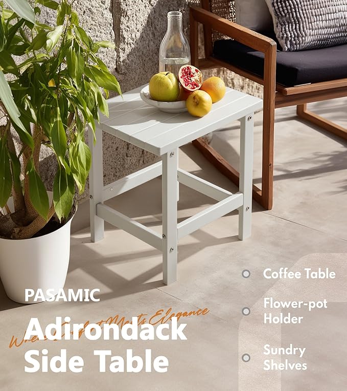 PASAMIC Adirondack Square Outdoor Side Table, HDPE Small Outdoor Table, Patio End Table for Patio, Pool, Backyard - Photo 4