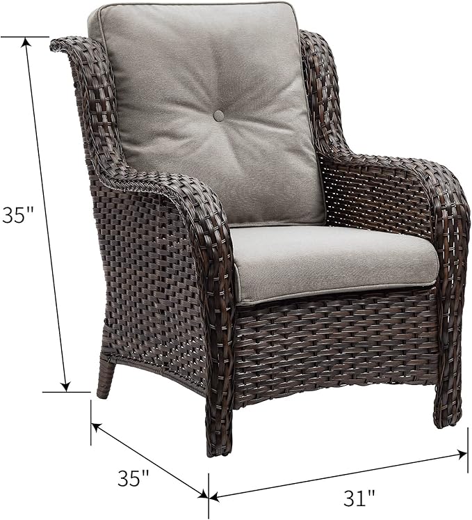 HUMMUH 3 Pieces Patio Bistro Set Wicker Patio Chairs Set of 2 with Tempered Glass Top Side Table Rattan Outdoor - Photo 2