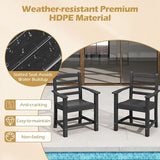 Tangkula Patio Dining Chairs Set of 2, HDPE All Weather Outdoor Chair w/Wide Armrests, Curved Seat, Wood Grain - Photo 5