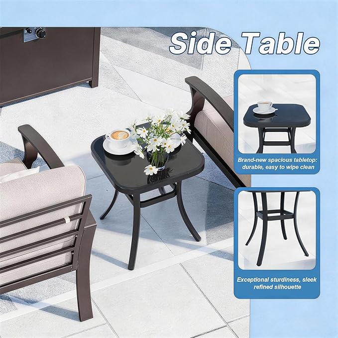 Kurapika 3 Pieces Patio Furniture Set, Outdoor Aluminum Swivel Gliders Rocker, Patio Bistro Set Rocking Chair with Thickened Cushions and Side Table for Porch Garden(Navy Blue)