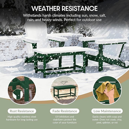 WestinTrends Malibu Outdoor Coffee Table, 35" x 17.5" All Weather Poly Lumber Patio Adirondack Coffee Table for Garden Lawn Porch Balcony, Dark Green