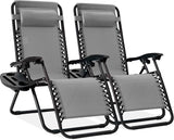 Best Choice Products Set of 2 Adjustable Steel Mesh Zero Gravity Lounge Chair Recliners w/Pillows and Cup Holder Trays - Photo 1
