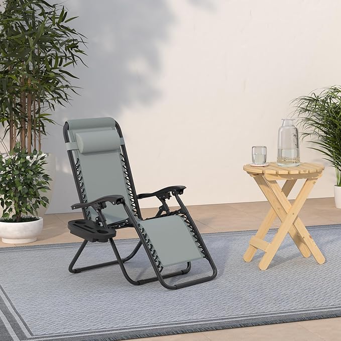 Best Choice Products Set of 2 Adjustable Steel Mesh Zero Gravity Lounge Chair Recliners w/Pillows and Cup Holder Trays - Photo 2