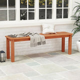 Giantex 47" Outdoor Bench with Slatted Seat, 705Lbs Capacity, Solid Wood Frame, Teak Oil Finish - Photo 2