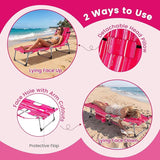 Goplus Tanning Chair with Face Arm Holes, Portable Sunbathing Chair w/4-Level Backrest, Head Pillow - Photo 5