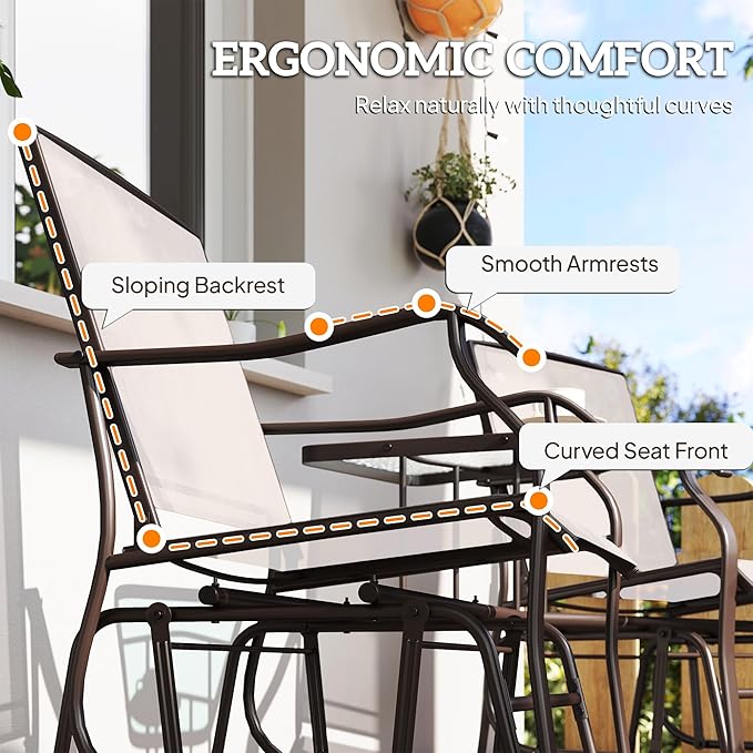 Outsunny Outdoor Glider Chairs with Coffee Table - Photo 8