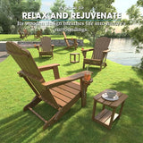 Folding Adirondack Chair Set of 4, HDPE All-Weather Outdoor Chair with Cup Holder, Wooden Textured, Fire Pit Chair - Photo 7