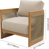 homary Teak Outdoor Chair, Rope Woven Patio Lounge Chair with All-Weather Cushions - Photo 2