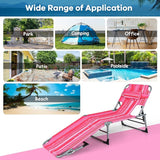 GYMAX Tanning Chair, Folding Beach Lounger with Face Arm Hole, Adjustable Backrest, Side Pocket & Carry Handle - Photo 8