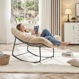 ONBRILL Papasan Rocking Chair with Cushion, Oversized Patio Lounge Rocker, Egg Chair Outdoor Indoor, for Living Room - Photo 5