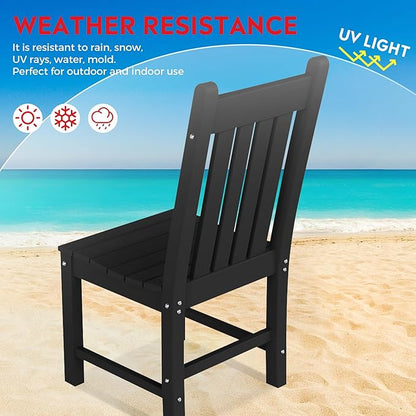 Costaelm Armless Outdoor Chair, Patio Adirondack Chair, HDPE Poly Lumber Waterproof Restaurant Bistro Kitchen Dining Chair for Outside Porch Backyard Garden, Black