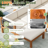 Devoko 7 Piece Acacia Wood Patio Sofa, Outdoor Sectional Coach and Love Seat with Coffee Table - Photo 4