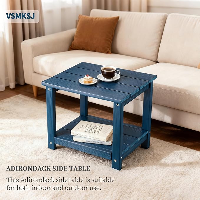 Outdoor Side Table, Double Layer Small Side Tables, All Weather Adirondack Side Table - Photo 7