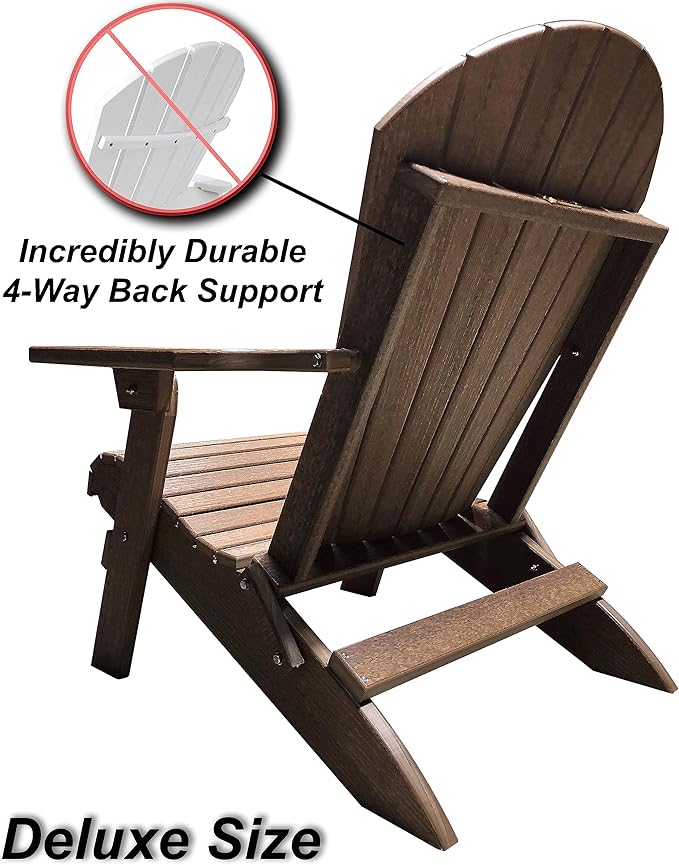 DuraWeather Poly® Classic King Size Folding Adirondack Chair (Antique Mahogany)