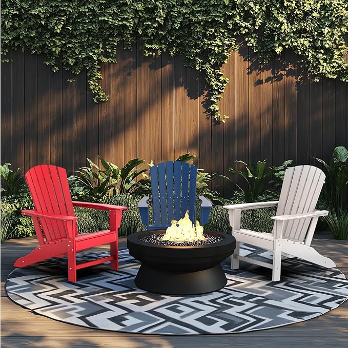 IVY&LANE Adirondack Chairs Set of 2 | HDPE Plastic | Outdoor Fire Pit Chairs | Oversized | All-Weather | Red | for Outside Deck Backyard Patio Poolside Porch Lawn