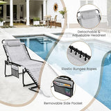 GYMAX Lounge Chairs for Outside, Extra High Folding Beach Tanning Lounger with Adjustable Backrest - Photo 7