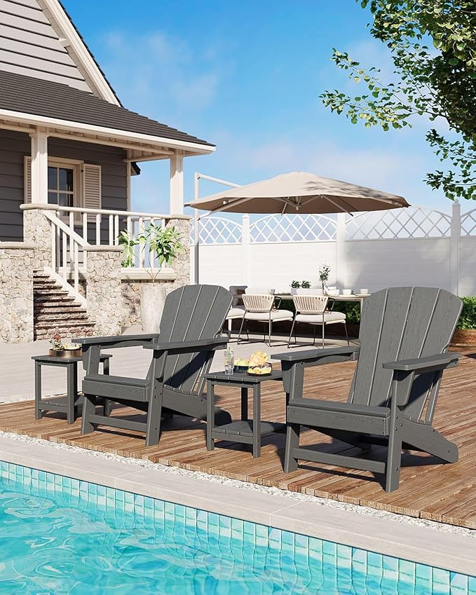 Modern HDPE Plastic Adirondack Chair - Oversize 380 LB Poly Lumber Weather Resistant Firepit Chair - Outdoor Patio - Photo 6