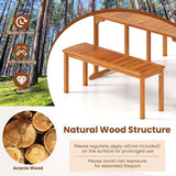 RELAX4LIFE Wood Patio Outdoor Bench - 48’’ Backless Acacia Wooden Dining Bench w/Slatted Seat - Photo 4
