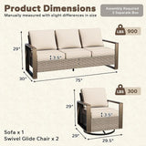 Wicker Patio 75" Sofa Set with 2 Swivel Chairs - Photo 3