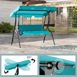 RELAX4LIFE 3-Person Porch Swing Chair - Outdoor Swing w/Adjustable Canopy, Removable Cushion & Metal Frame Stand - Photo 4